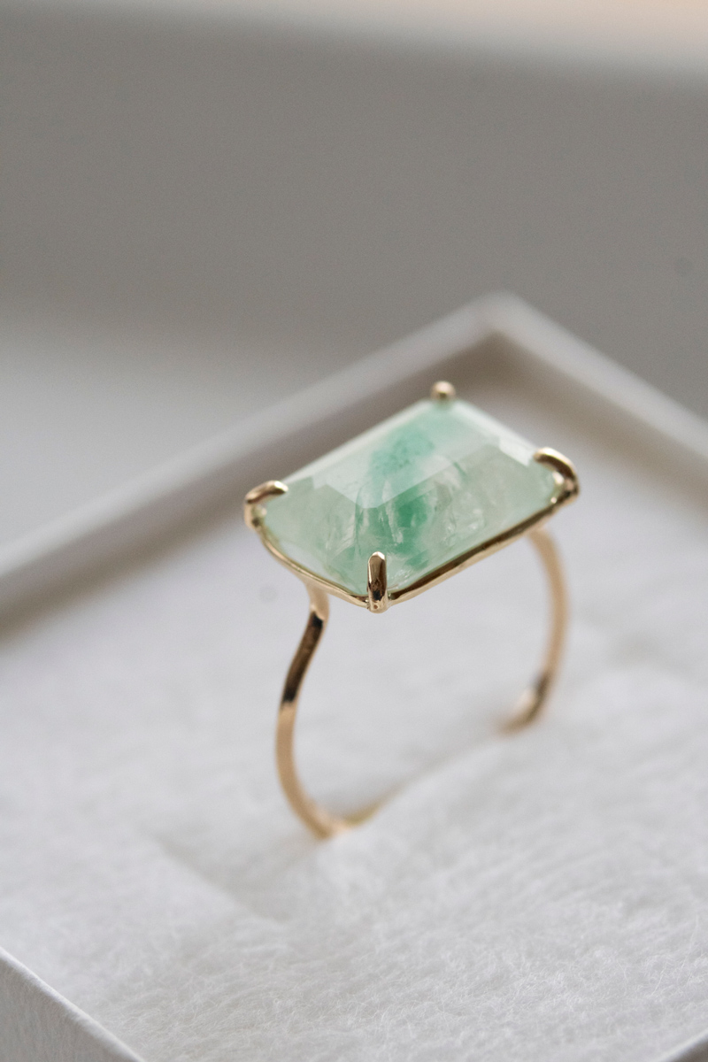 patchouli別注 bohem Loose Stone Collection Emerald in quartz ring エメラルドi