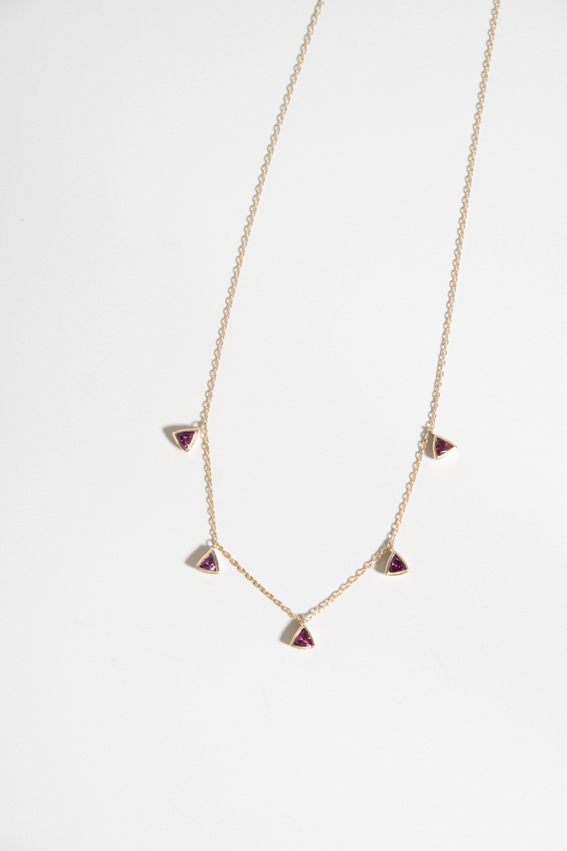 bohem Queen triangle rhodolite garnet necklace ロードライト