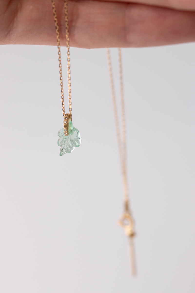 MONAKAjewellery Hibiki Emerald Leaf necklace エメラルドネックレス/K18