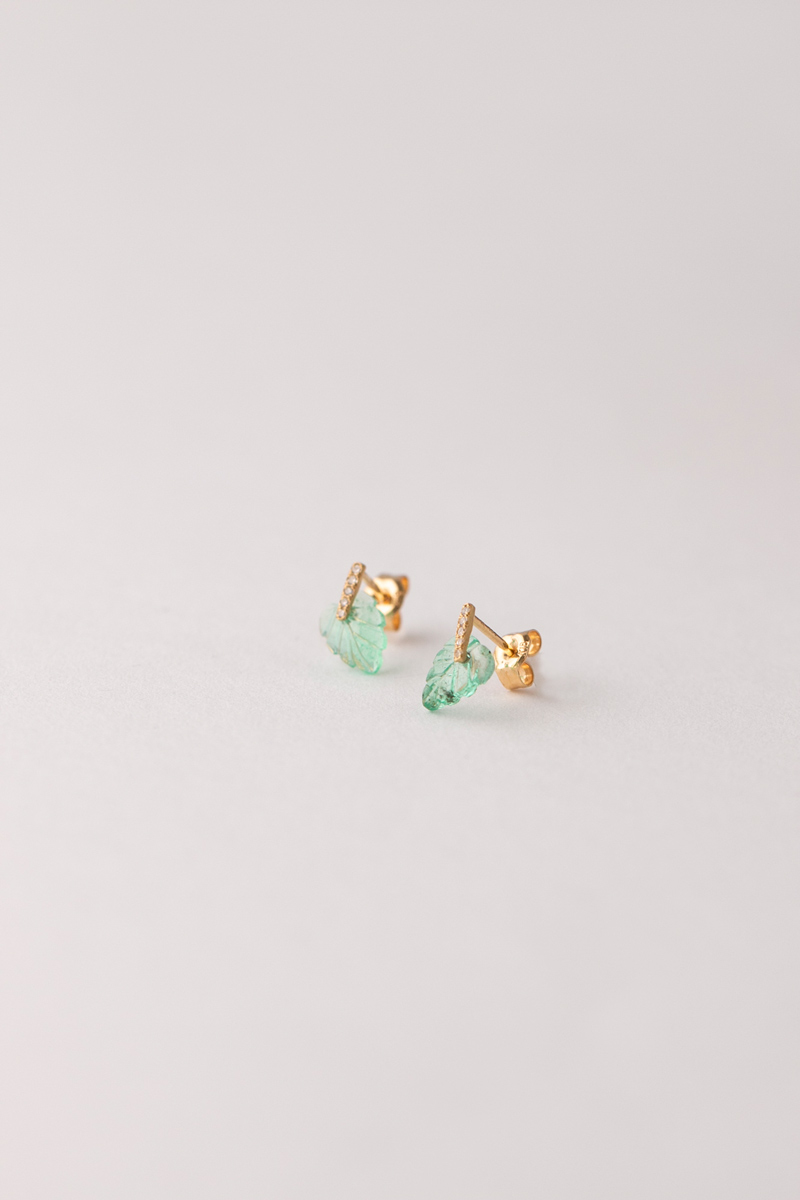 MONAKAjewellery Hibiki Emerald Leaf pierce エメラルドピアス/K18
